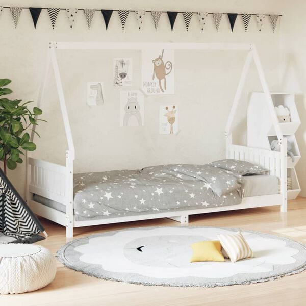 vidaXL Kids Bed Frame White 80x200 cm Solid Wood Pine
