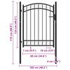 vidaXL Fence Gate with Arched Top Steel 100x98.5 cm Black