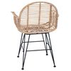 vidaXL Dining Chair 2 pcs Natural 44 x 44 x 74 cm Rattan and Iron