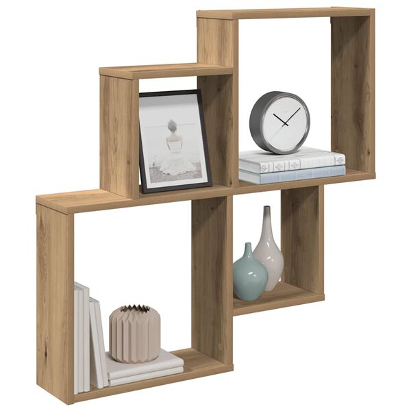 vidaXL Wall Shelf Artisan Oak 80x15x78.5 cm Engineered Wood