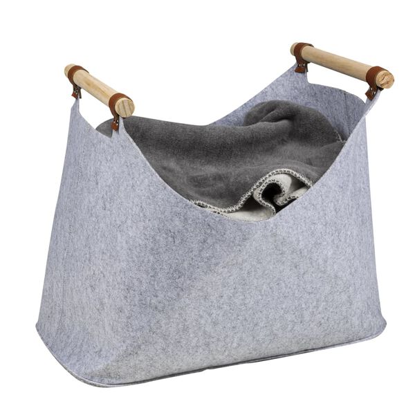 HI Felt Basket with 2 Handles 54x30x40 cm Grey
