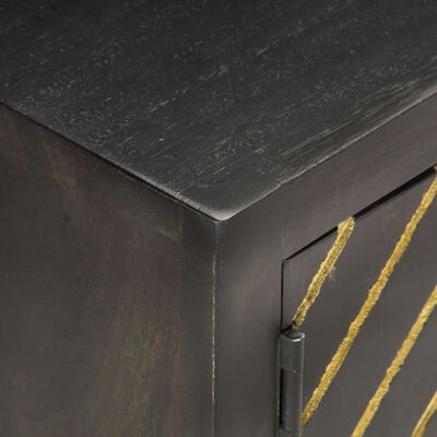 vidaXL TV Cabinet Black and Gold 120x30x40 cm Solid Mango Wood