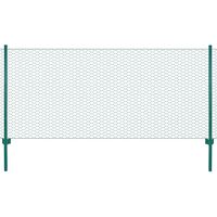 vidaXL Wire Mesh Fence with Posts Steel 25x0.75 m Green