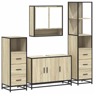 vidaXL 4&nbsp;Piece Bathroom Furniture Set&nbsp;Sonoma Oak Engineered Wood