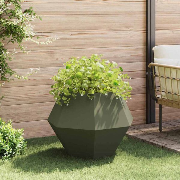 vidaXL Planter 2 pcs Olive Green 75 x 75 x 60 cm Steel
