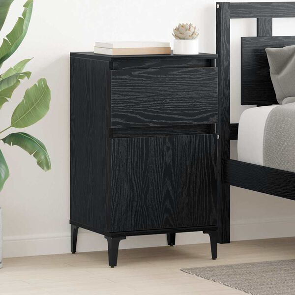 vidaXL Bedside Cabinet 2 pcs Black Oak 40 x 35 x 70 cm Engineered Wood
