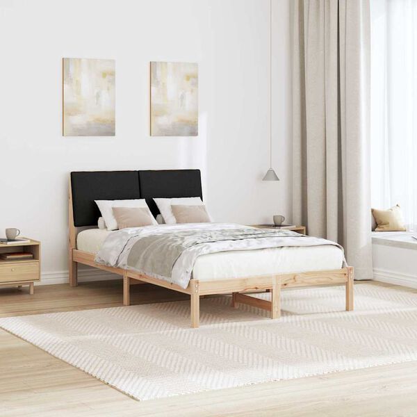 vidaXL Bed frame Brown and black 120 x 190 cm Solid pine wood