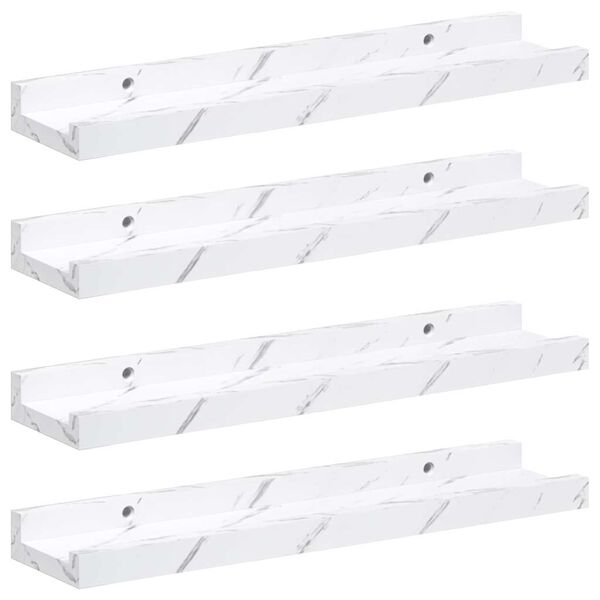 vidaXL Wall Shelf 4 pcs White Marble 40 x 9 x 3 cm Engineered Wood