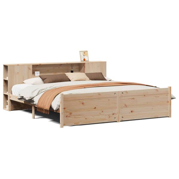 vidaXL Bookcase Bed without Mattress 200x200cm Solid Wood Pine