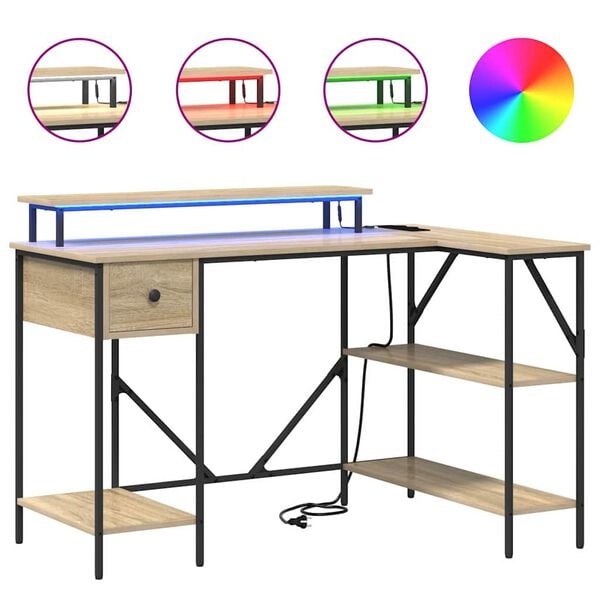 vidaXL Desk with Drawer Sonoma Oak 120 x 79 x 86.5 cm Engineered Wood