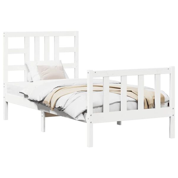 vidaXL Bed Frame without Mattress White 90x190 cm Single Solid Wood Pine