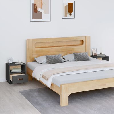 vidaXL Bedside Cabinets 2 pcs Grey 40x34x45 cm Solid Wood Pine