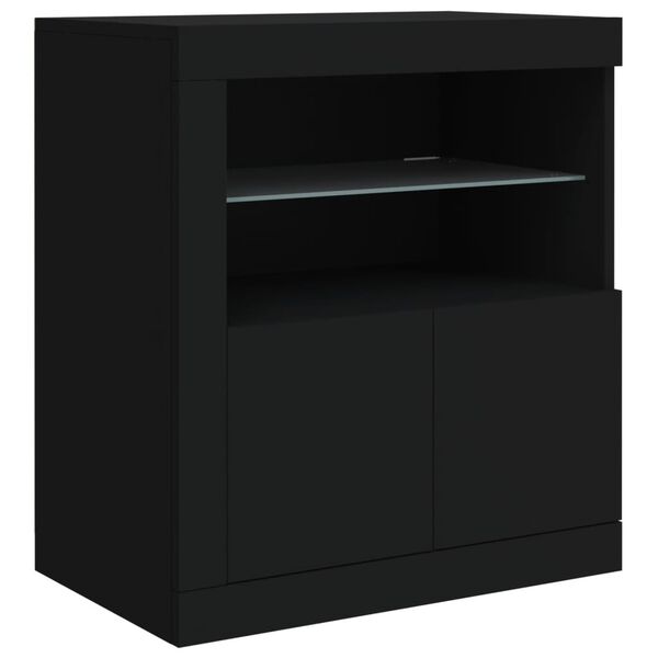 vidaXL Sideboard with LED Lights Black 60.5x37x67 cm
