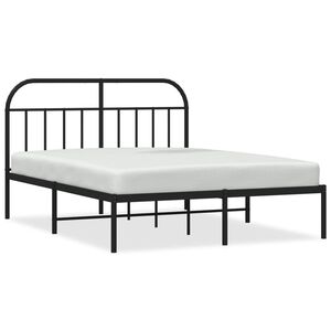 vidaXL Metal Bed Frame without Mattress with Headboard Black 140x190cm