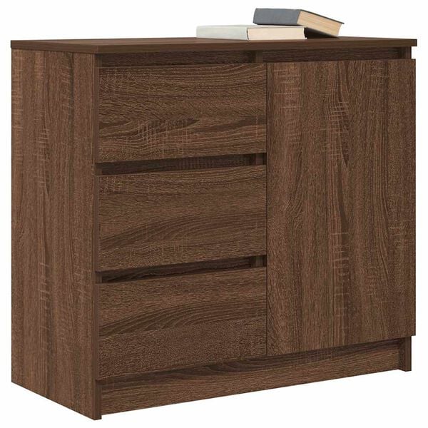vidaXL Sideboard with Drawer Brown Oak 71x35x65 cm Engineered Wood