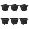 vidaXL Square Flower Pot 6 pcs Black 33 x 33 x 26 cm Plastic