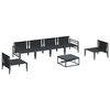 vidaXL Garden Sofa Set with Cushion 7 pcs Black Steel