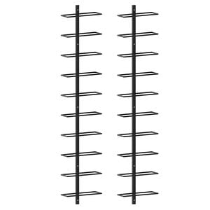 vidaXL Wall-mounted Wine Racks for 20 Bottles 2 pcs Black Metal