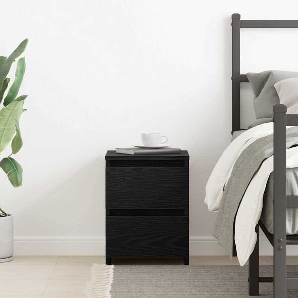 vidaXL Bedside Cabinet Black Oak 30 x 30 x 40 cm Engineered Wood