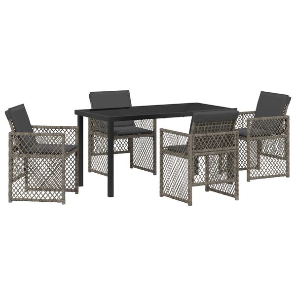 vidaXL Garden Dining Set 5 pcs Grey Poly Rattan