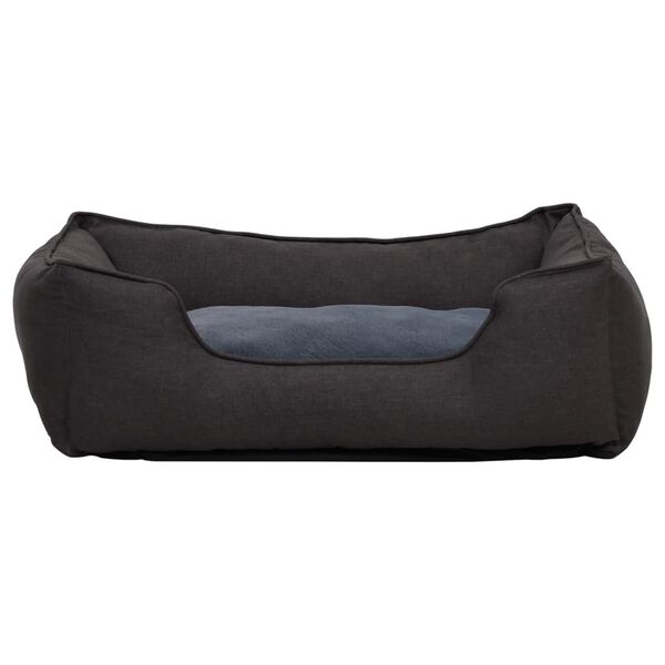 vidaXL Dog Bed Dark Grey 110.5x80.5x26 cm Linen Look Fleece