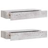 vidaXL Wall Drawer Shelves 2 pcs Concrete Grey 60x23.5x10cm MDF
