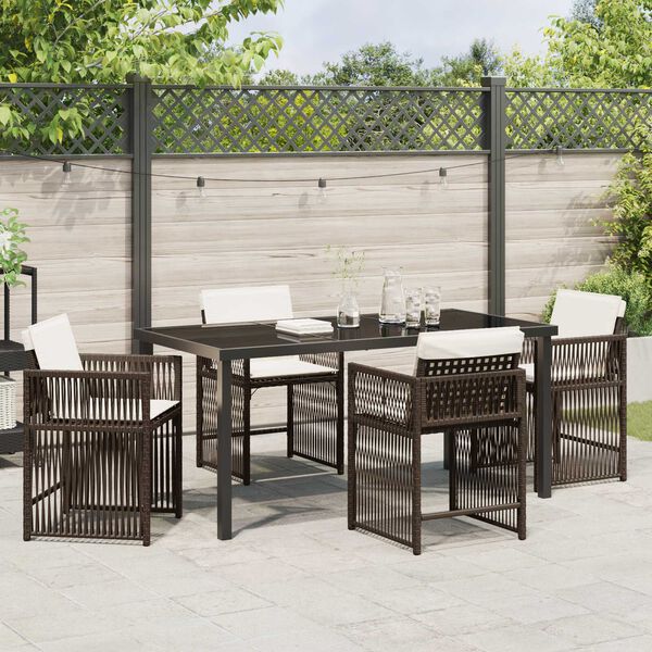 vidaXL Garden Dining Set 5 pcs Brown Poly Rattan