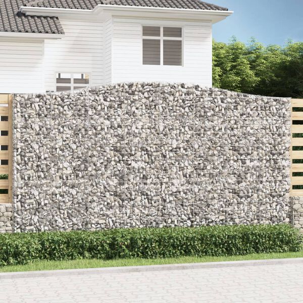 vidaXL Arched Gabion Baskets 10 pcs 400x50x220/240 cm Galvanised Iron
