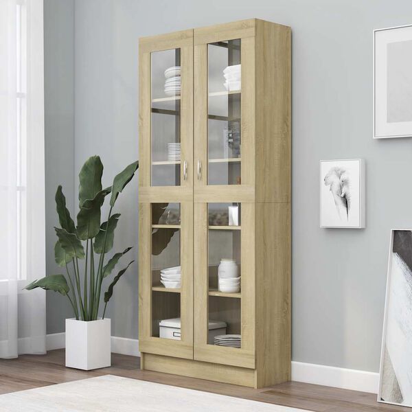 vidaXL Vitrine Cabinet Sonoma Oak 82.5x30.5x185 cm Engineered Wood