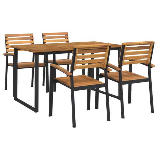 vidaXL 5 Piece Garden Dining Set Solid Wood Acacia and Metal