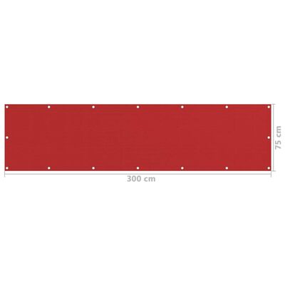vidaXL Balcony Screen Red 75x300 cm HDPE