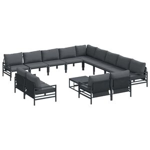vidaXL Garden Sofa Set 14 pcs Black Steel