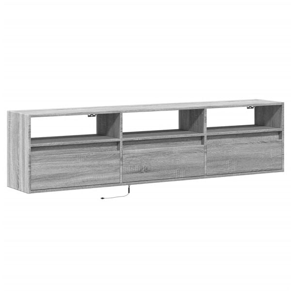 vidaXL TV Wall Cabinet with LED Grey Sonoma 180x31x45 cm