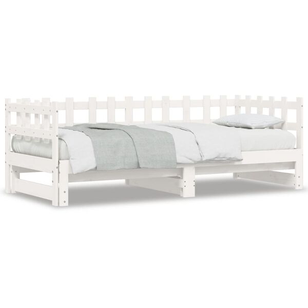 vidaXL Pull-out Day Bed without Mattress White 2x(90x190) cm Solid Wood