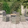 vidaXL 5 Piece Garden Dining Set Grey Poly Rattan&Solid Wood Acacia