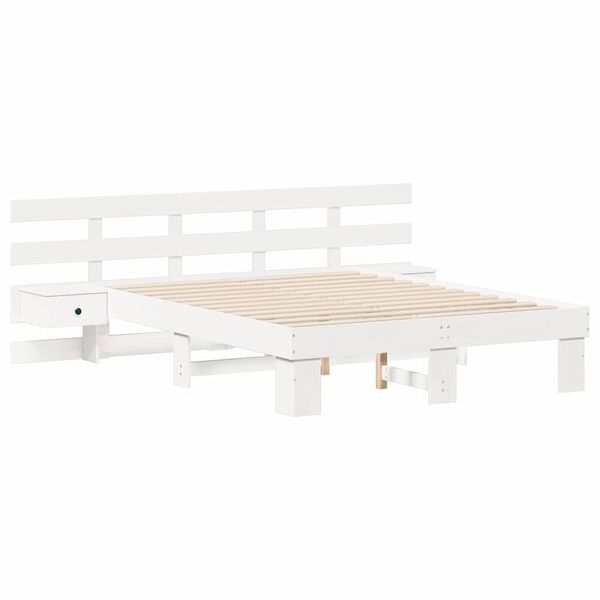vidaXL Bed Frame with Headboard White 120 x 200 cm Solid Pine Wood