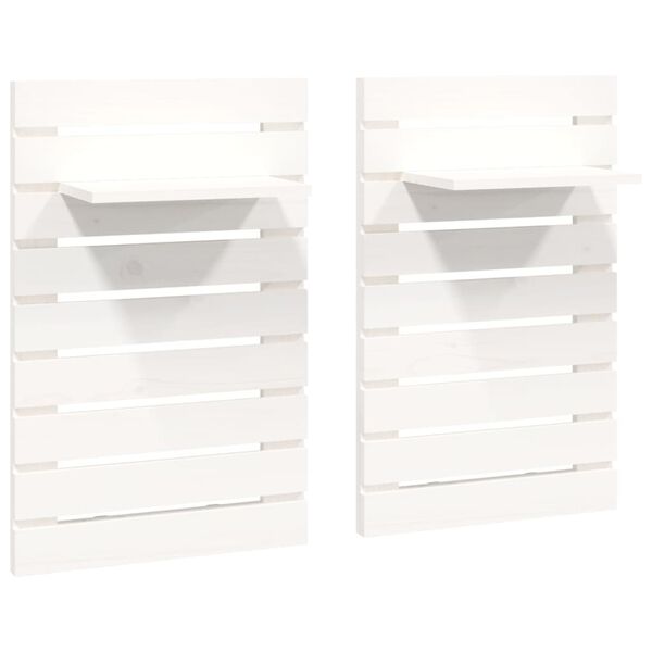vidaXL Wall-mounted Bedside Shelves 2 pcs White Solid Wood Pine