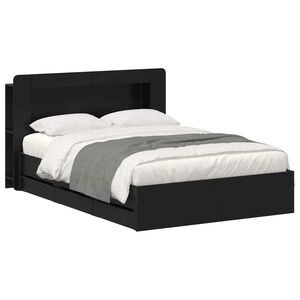 vidaXL Bed Frame with Storage Black 160 x 200 cm Engineered Wood