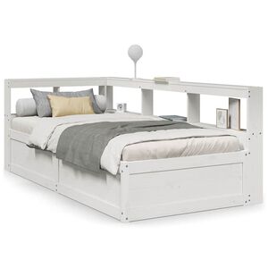 vidaXL Bookcase Bed without Mattress White 90x190cm Solid Wood Pine