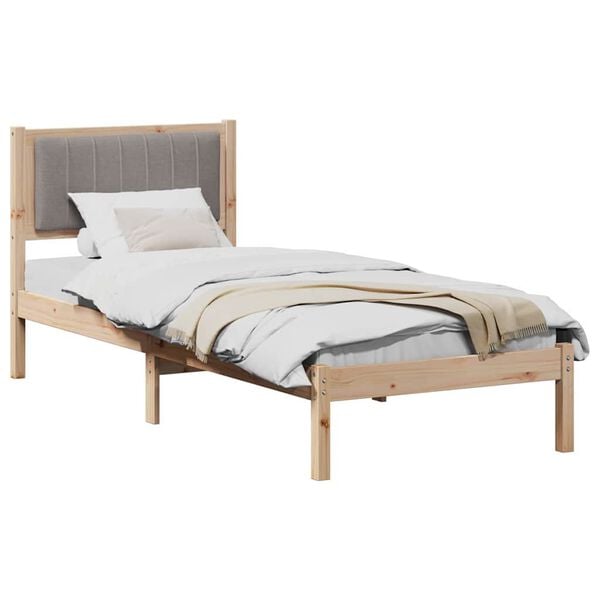 vidaXL Bed Frame with Upholstered Headboard Taupe 75 x 190 cm