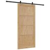 vidaXL Sliding Door Natural and Black 93 x 202 cm Solid Pine Wood