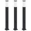 vidaXL Bollard Lights with Sensor&Outlet 3 pcs 80 cm Black IP44
