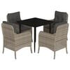vidaXL 5 Piece Garden Dining Set with Cushions Light Grey Poly Rattan