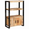 vidaXL Bookshelf with Doors Brown Solid Rough Mango Wood and Metal