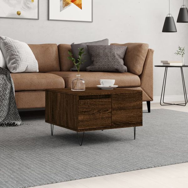 vidaXL Coffee Table Brown Oak 55x55x36.5 cm Engineered Wood