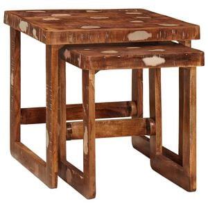 vidaXL Nesting Tables 2 pcs Brown 46 x 46 x 45 cm Solid Reclaim Wood