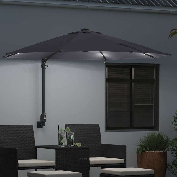 vidaXL Garden Parasol Manual Anthracite and Black 248 x 248 x 148 cm