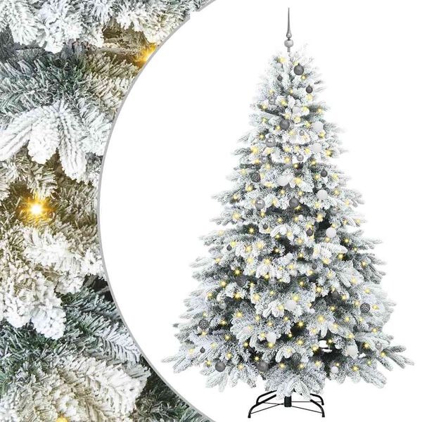 vidaXL Artificial Christmas Tree with 300 LEDs White 240 cm PE and PVC