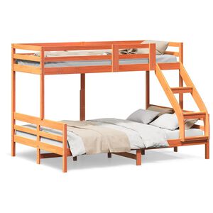 vidaXL Bunk Bed without Mattress 80x200/140x200 cm Wax Brown Solid Wood