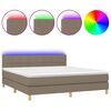 vidaXL Box Spring Bed with Mattress&LED Taupe 180x200cm Fabric
